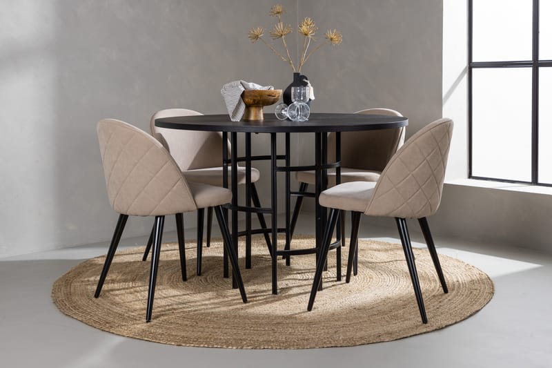 Kavenhamn Matgrupp  115 cm Rund med 4 Sedavi stolar - Beige - Möbler - Bord & matgrupper - Matgrupper