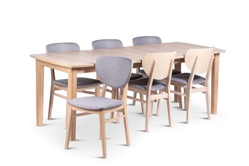 Kivik Förlängningsbar Matgrupp 160-210 cm Ovalt med 6 Borgholm Stolar i massivt trä, undefined