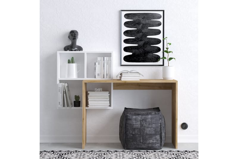 Adell Skrivbord 98x45 cm Vit/Brun - Hanah Home - Möbler - Bord & matgrupper - Kontorsbord - Skrivbord