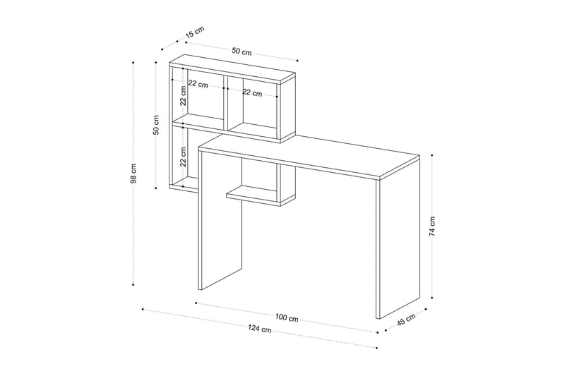 Adell Skrivbord 98x45 cm Vit/Brun - Hanah Home - Möbler - Bord & matgrupper - Kontorsbord - Skrivbord