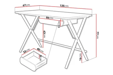 Aditiya Skrivbord 67x135 cm - Vit - Möbler - Bord & matgrupper - Kontorsbord - Skrivbord