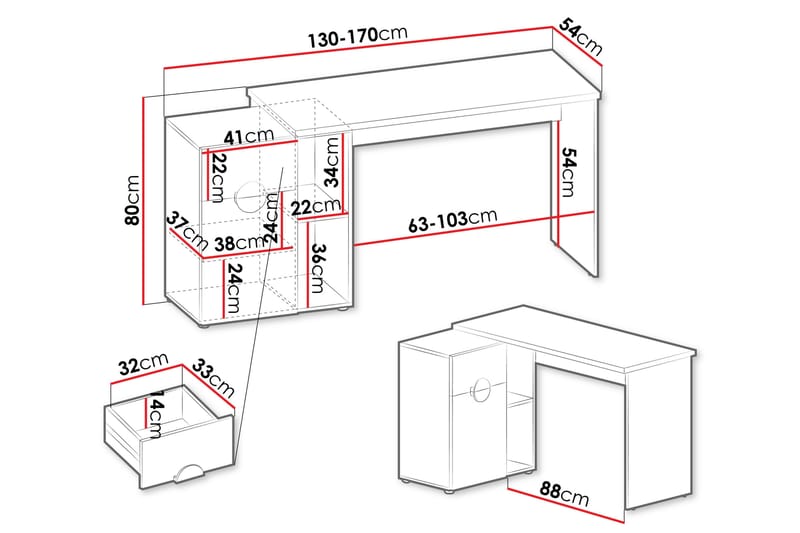 Adolfo Skrivbord 54x170 cm - Beige - Möbler - Bord & matgrupper - Kontorsbord - Skrivbord