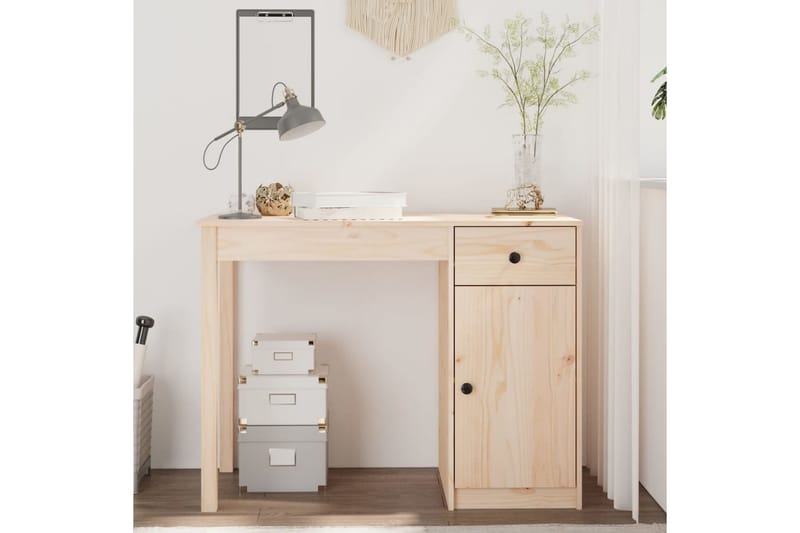 beBasic Skrivbord 100x50x75 cm massiv furu - Brown - Möbler - Bord & matgrupper - Kontorsbord - Skrivbord