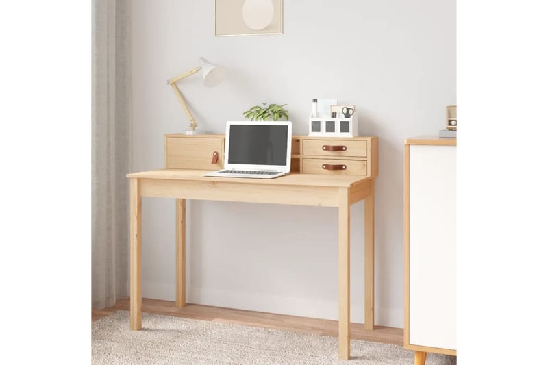 beBasic Skrivbord 110x50x93 cm massiv furu - Brown - Möbler - Bord & matgrupper - Kontorsbord - Skrivbord