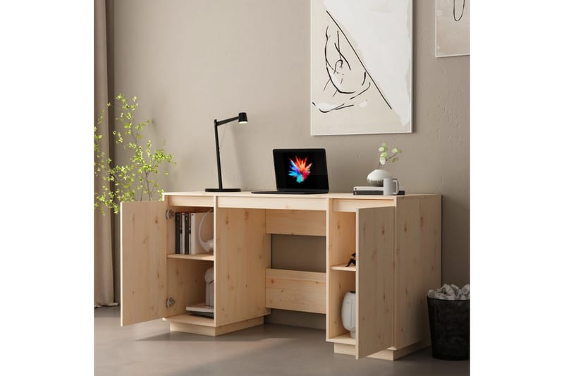 beBasic Skrivbord 140x50x75 cm massiv furu - Brown - Möbler - Bord & matgrupper - Kontorsbord - Skrivbord