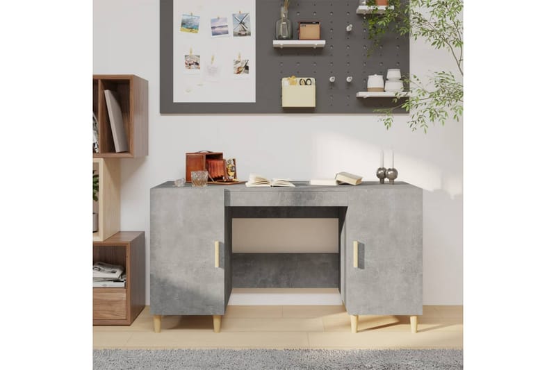 beBasic Skrivbord betonggrå 140x50x75 cm konstruerat trä - Grey - Möbler - Bord & matgrupper - Kontorsbord - Skrivbord