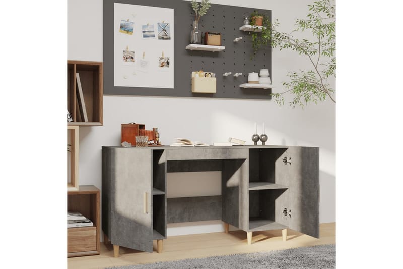 beBasic Skrivbord betonggrå 140x50x75 cm konstruerat trä - Grey - Möbler - Bord & matgrupper - Kontorsbord - Skrivbord
