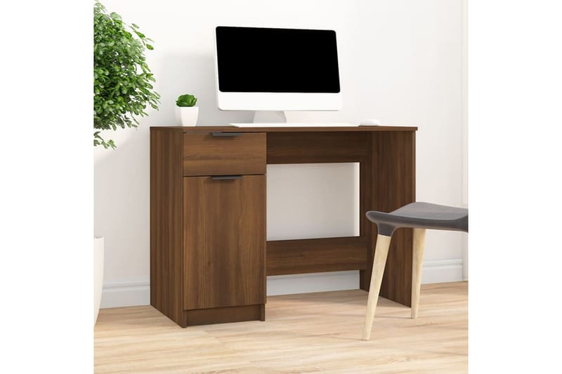 beBasic Skrivbord brun ek 100x50x75 cm konstruerat trä - Brown - Möbler - Bord & matgrupper - Kontorsbord - Skrivbord