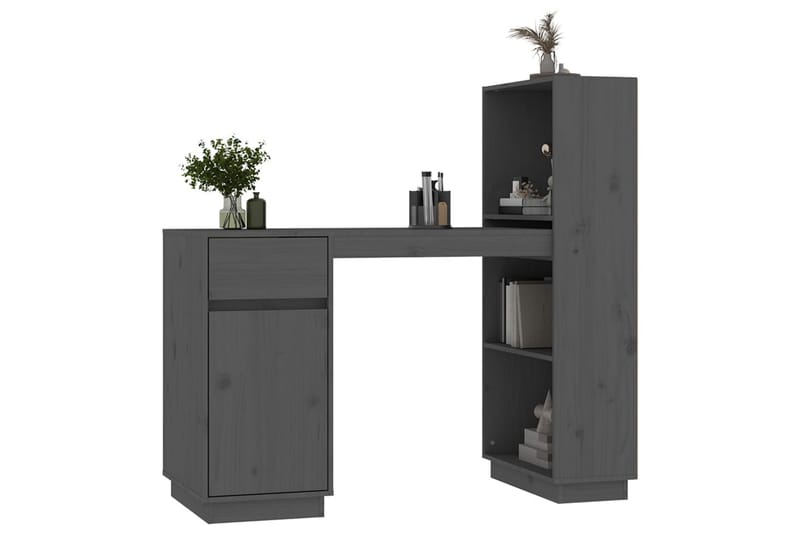 beBasic Skrivbord grå 110x53x117 cm massiv furu - Grey - Möbler - Bord & matgrupper - Kontorsbord - Skrivbord
