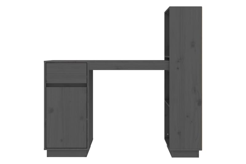 beBasic Skrivbord grå 110x53x117 cm massiv furu - Grey - Skrivbord
