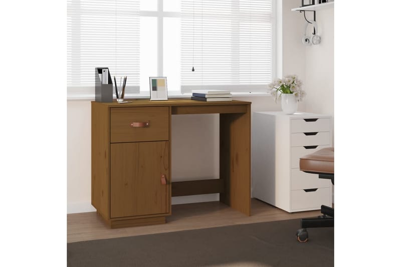 beBasic Skrivbord honungsbrun 95x50x75 cm massiv furu - Brown - Möbler - Bord & matgrupper - Kontorsbord - Skrivbord