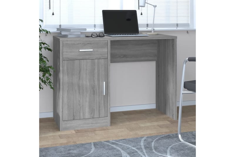 beBasic Skrivbord lådor & skåp grå sonoma 100x40x73cm konstruerat trä - Grey - Möbler - Bord & matgrupper - Kontorsbord - Skrivbord