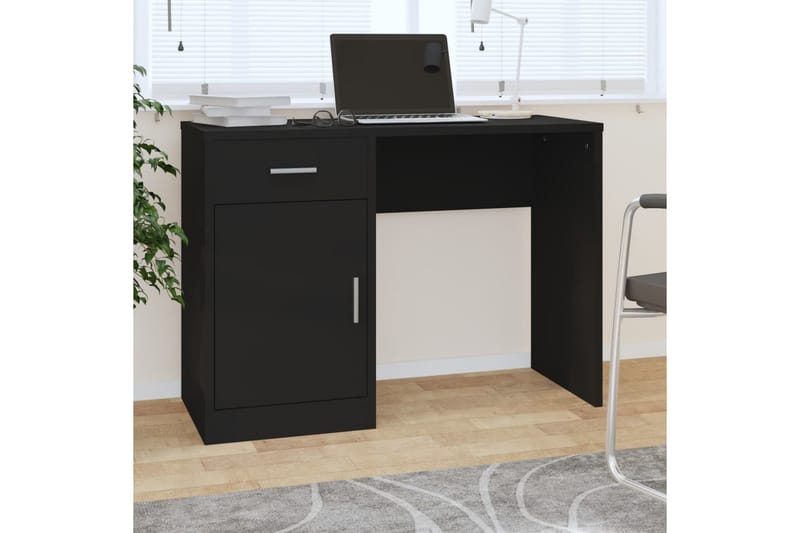 beBasic Skrivbord lådor & skåp svart 100x40x73cm konstruerat trä - Black - Skrivbord