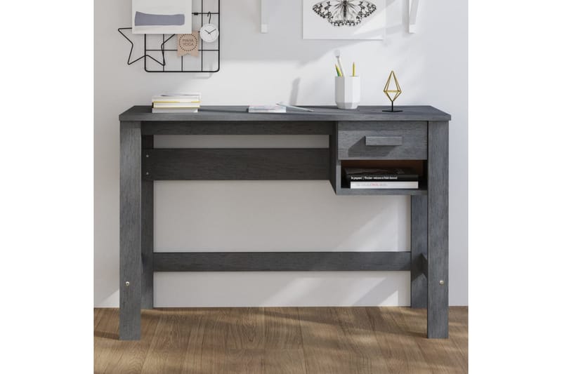 beBasic Skrivbord mörkgrå 110x40x75 cm massiv furu - Grey - Möbler - Bord & matgrupper - Kontorsbord - Skrivbord