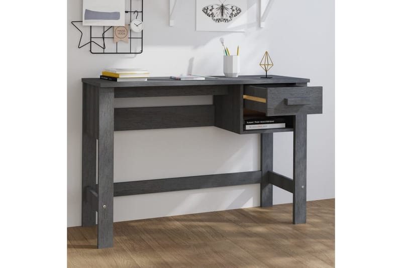 beBasic Skrivbord mörkgrå 110x40x75 cm massiv furu - Grey - Möbler - Bord & matgrupper - Kontorsbord - Skrivbord