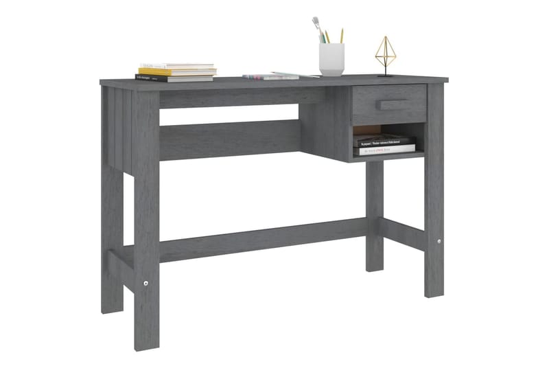 beBasic Skrivbord mörkgrå 110x40x75 cm massiv furu - Grey - Möbler - Bord & matgrupper - Kontorsbord - Skrivbord