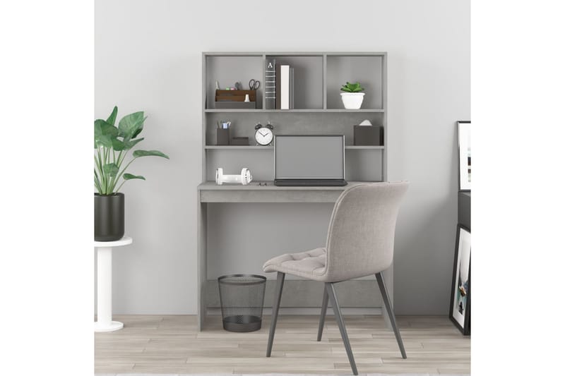 beBasic Skrivbord med hyllor betonggrå 102x45x148 cm konstruerat trä - Grey - Möbler - Bord & matgrupper - Kontorsbord - Skrivbord