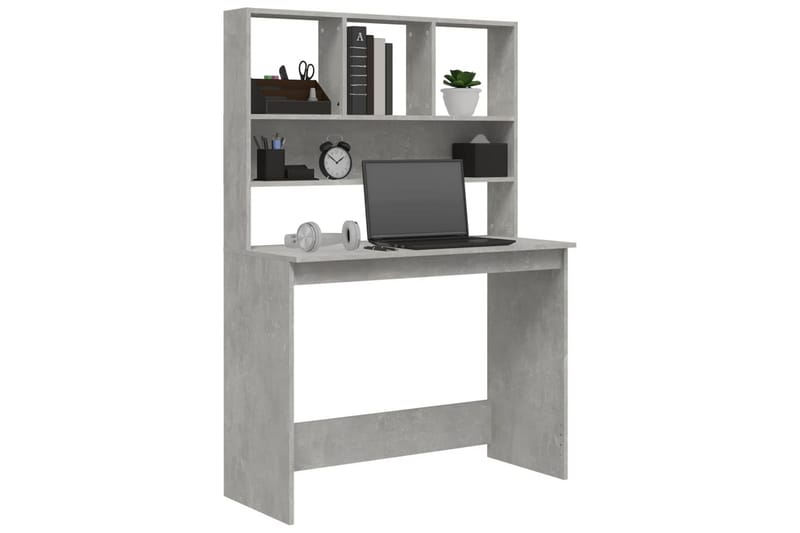 beBasic Skrivbord med hyllor betonggrå 102x45x148 cm konstruerat trä - Grey - Möbler - Bord & matgrupper - Kontorsbord - Skrivbord