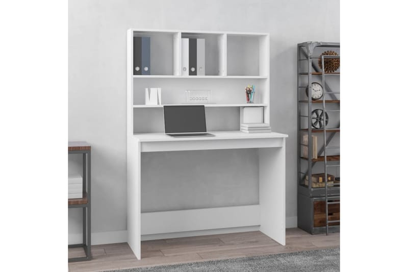 beBasic Skrivbord med hyllor vit 102x45x148 cm konstruerat trä - White - Möbler - Bord & matgrupper - Kontorsbord - Skrivbord