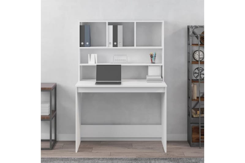 beBasic Skrivbord med hyllor vit 102x45x148 cm konstruerat trä - White - Möbler - Bord & matgrupper - Kontorsbord - Skrivbord