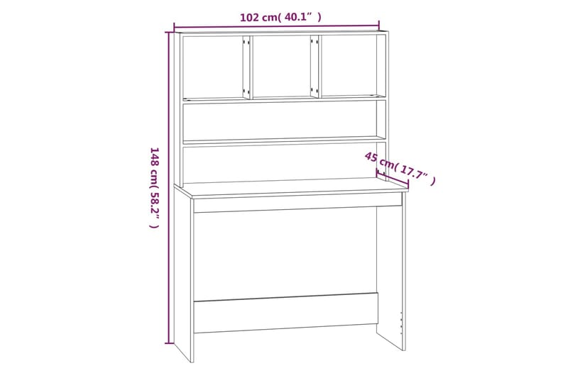 beBasic Skrivbord med hyllor vit 102x45x148 cm konstruerat trä - White - Skrivbord