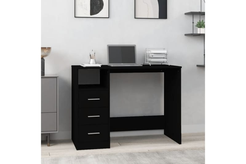 beBasic Skrivbord med lådor svart 102x50x76 cm konstruerat trä - Black - Möbler - Bord & matgrupper - Kontorsbord - Skrivbord