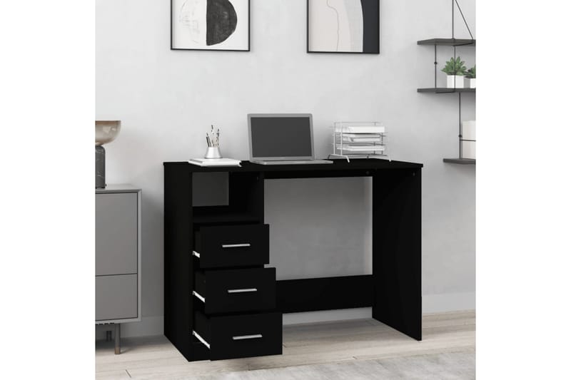 beBasic Skrivbord med lådor svart 102x50x76 cm konstruerat trä - Black - Möbler - Bord & matgrupper - Kontorsbord - Skrivbord