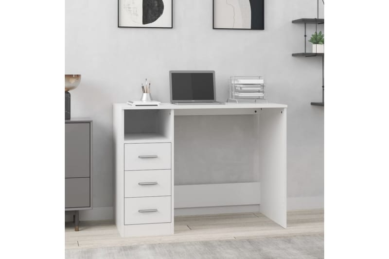 beBasic Skrivbord med lådor vit 102x50x76 cm konstruerat trä - White - Möbler - Bord & matgrupper - Kontorsbord - Skrivbord