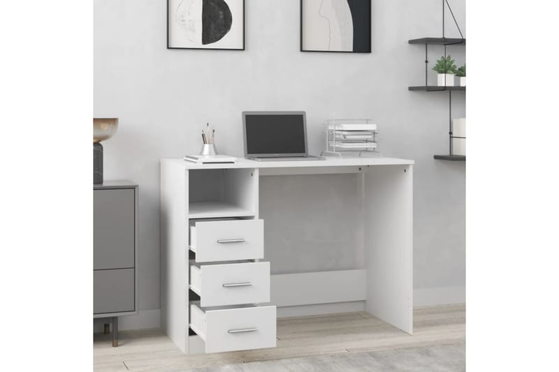 beBasic Skrivbord med lådor vit 102x50x76 cm konstruerat trä - White - Möbler - Bord & matgrupper - Kontorsbord - Skrivbord