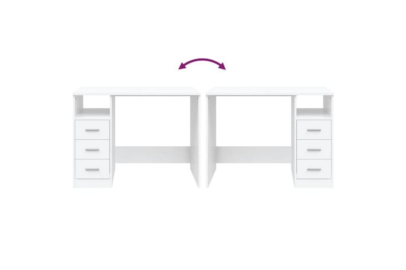 beBasic Skrivbord med lådor vit 102x50x76 cm konstruerat trä - White - Möbler - Bord & matgrupper - Kontorsbord - Skrivbord