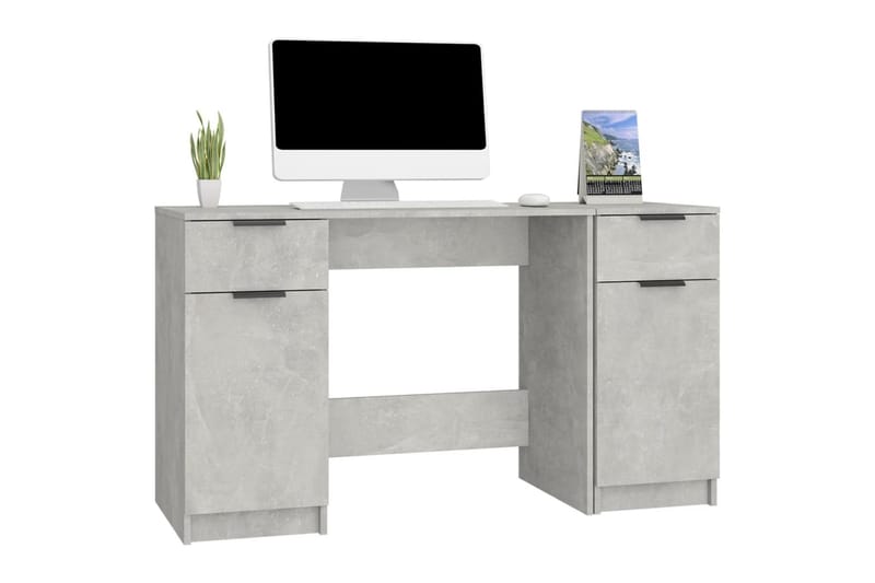 beBasic Skrivbord med sidoskåp betonggrå konstruerat trä - Grey - Möbler - Bord & matgrupper - Kontorsbord - Skrivbord