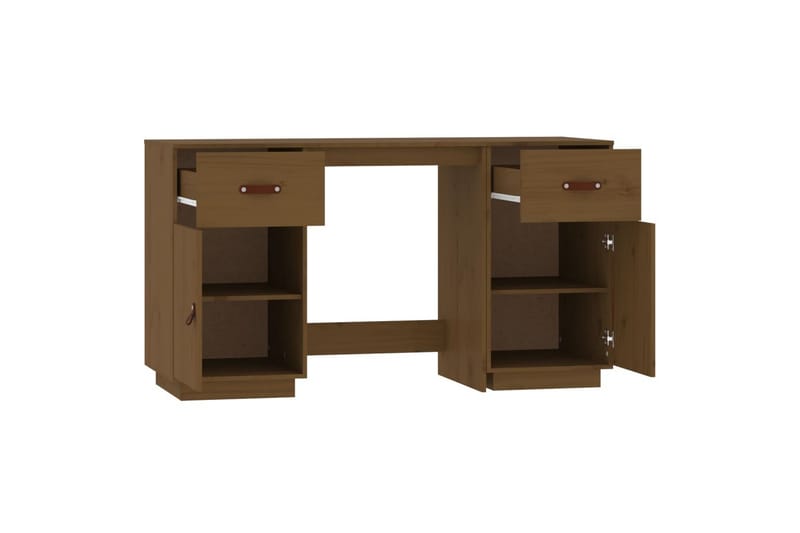 beBasic Skrivbord med skåp Honungsbrunt 135x50x75 cm massiv furu - Brown - Möbler - Bord & matgrupper - Kontorsbord - Skrivbord