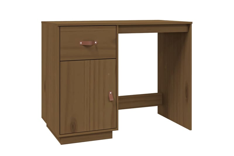 beBasic Skrivbord med skåp Honungsbrunt 135x50x75 cm massiv furu - Brown - Möbler - Bord & matgrupper - Kontorsbord - Skrivbord