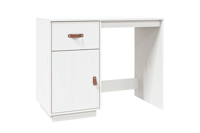 beBasic Skrivbord med skåp vit 135x50x75 cm massiv furu - White - Skrivbord