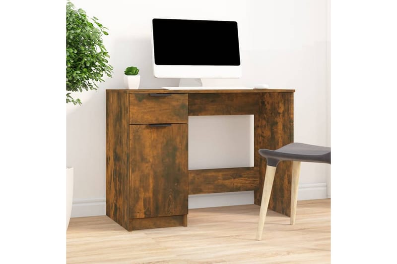 beBasic Skrivbord rökfärgad ek 100x50x75 cm konstruerat trä - Brown - Möbler - Bord & matgrupper - Kontorsbord - Skrivbord