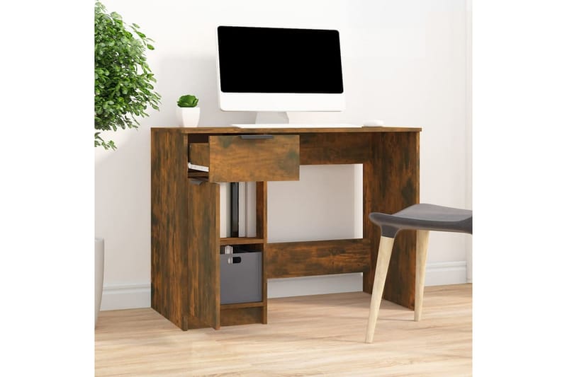 beBasic Skrivbord rökfärgad ek 100x50x75 cm konstruerat trä - Brown - Möbler - Bord & matgrupper - Kontorsbord - Skrivbord