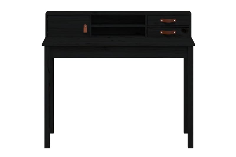 beBasic Skrivbord svart 110x50x93 cm massiv furu - Black - Skrivbord