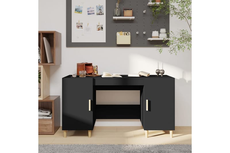 beBasic Skrivbord svart 140x50x75 cm konstruerat trä - Black - Möbler - Bord & matgrupper - Kontorsbord - Skrivbord