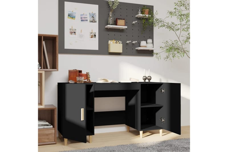 beBasic Skrivbord svart 140x50x75 cm konstruerat trä - Black - Möbler - Bord & matgrupper - Kontorsbord - Skrivbord