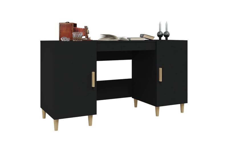 beBasic Skrivbord svart 140x50x75 cm konstruerat trä - Black - Möbler - Bord & matgrupper - Kontorsbord - Skrivbord