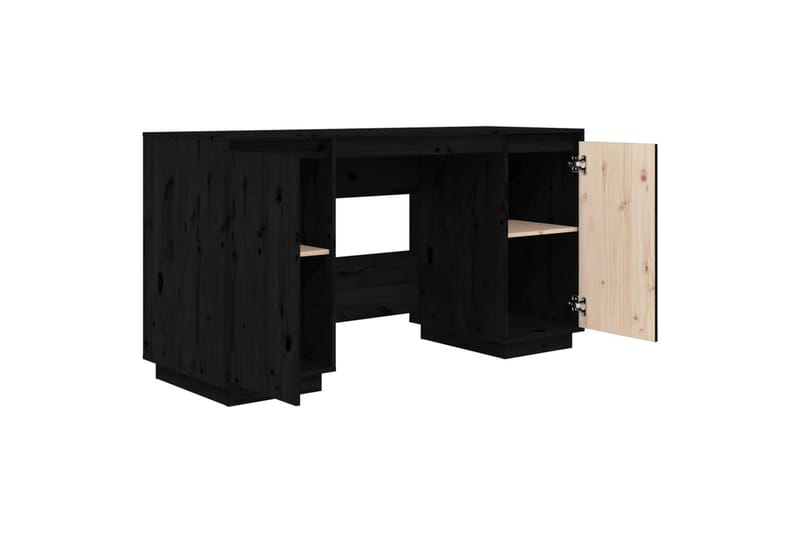 beBasic Skrivbord svart 140x50x75 cm massiv furu - Black - Skrivbord