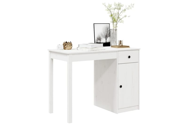 beBasic Skrivbord vit 100x50x75 cm massiv furu - White - Möbler - Bord & matgrupper - Kontorsbord - Skrivbord