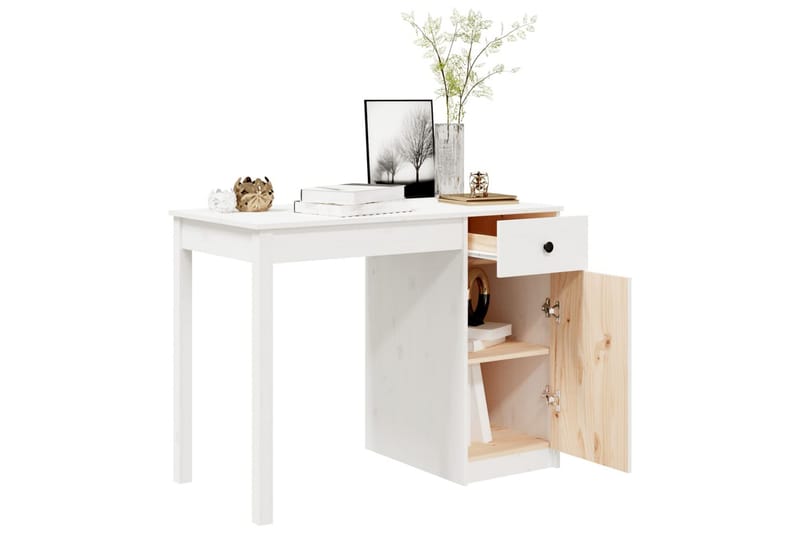 beBasic Skrivbord vit 100x50x75 cm massiv furu - White - Möbler - Bord & matgrupper - Kontorsbord - Skrivbord