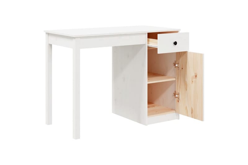 beBasic Skrivbord vit 100x50x75 cm massiv furu - White - Möbler - Bord & matgrupper - Kontorsbord - Skrivbord