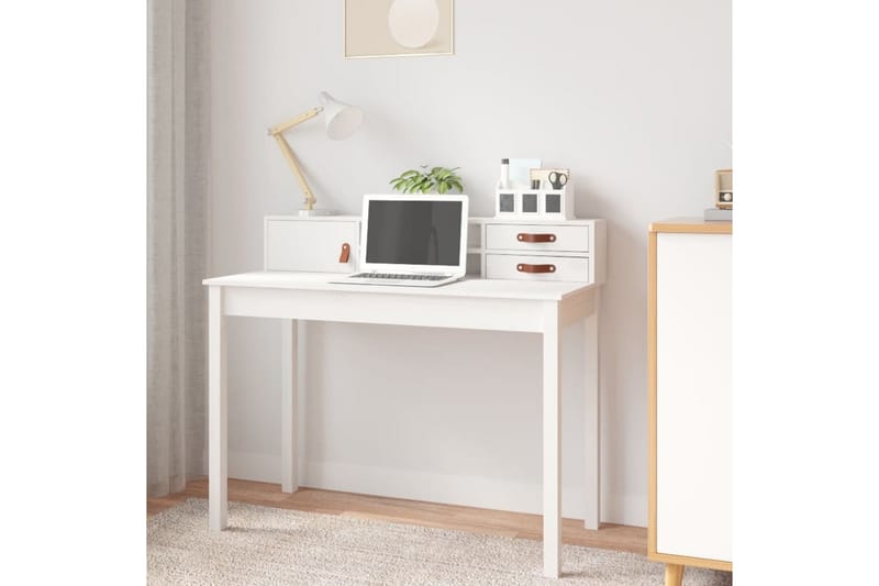 beBasic Skrivbord vit 110x50x93 cm massiv furu - White - Möbler - Bord & matgrupper - Kontorsbord - Skrivbord