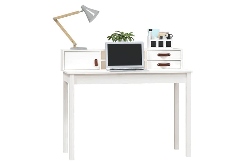 beBasic Skrivbord vit 110x50x93 cm massiv furu - White - Möbler - Bord & matgrupper - Kontorsbord - Skrivbord
