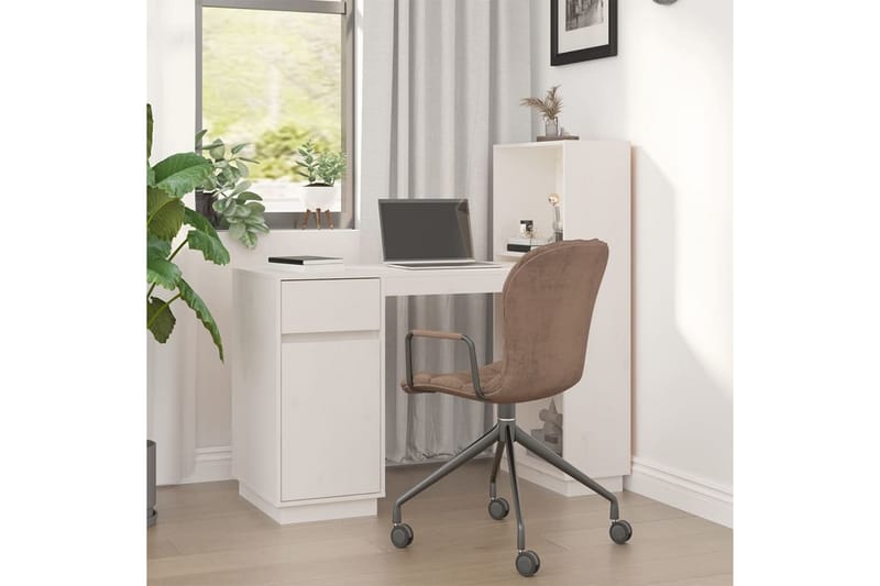 beBasic Skrivbord vit 110x53x117 cm massiv furu - White - Möbler - Bord & matgrupper - Kontorsbord - Skrivbord
