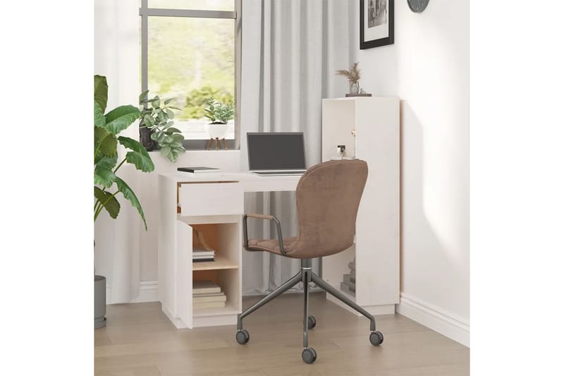 beBasic Skrivbord vit 110x53x117 cm massiv furu - White - Möbler - Bord & matgrupper - Kontorsbord - Skrivbord