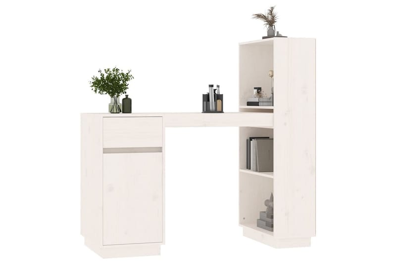 beBasic Skrivbord vit 110x53x117 cm massiv furu - White - Möbler - Bord & matgrupper - Kontorsbord - Skrivbord