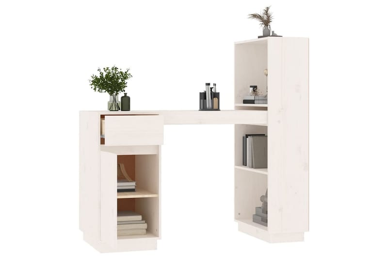 beBasic Skrivbord vit 110x53x117 cm massiv furu - White - Möbler - Bord & matgrupper - Kontorsbord - Skrivbord